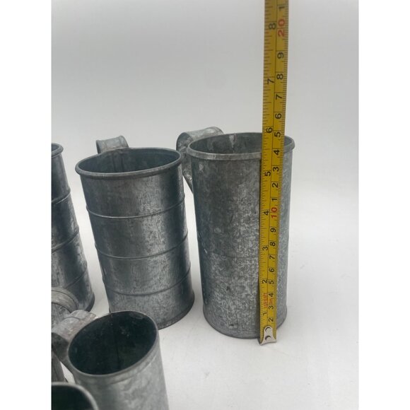 Vintage Galvanized Metal Pitchers Mugs Set  Rustic Farmhouse Decor  Collectible - Picture 8 of 9